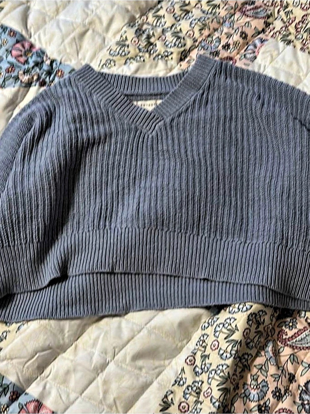 Women's Gray V-Neck Sweater
